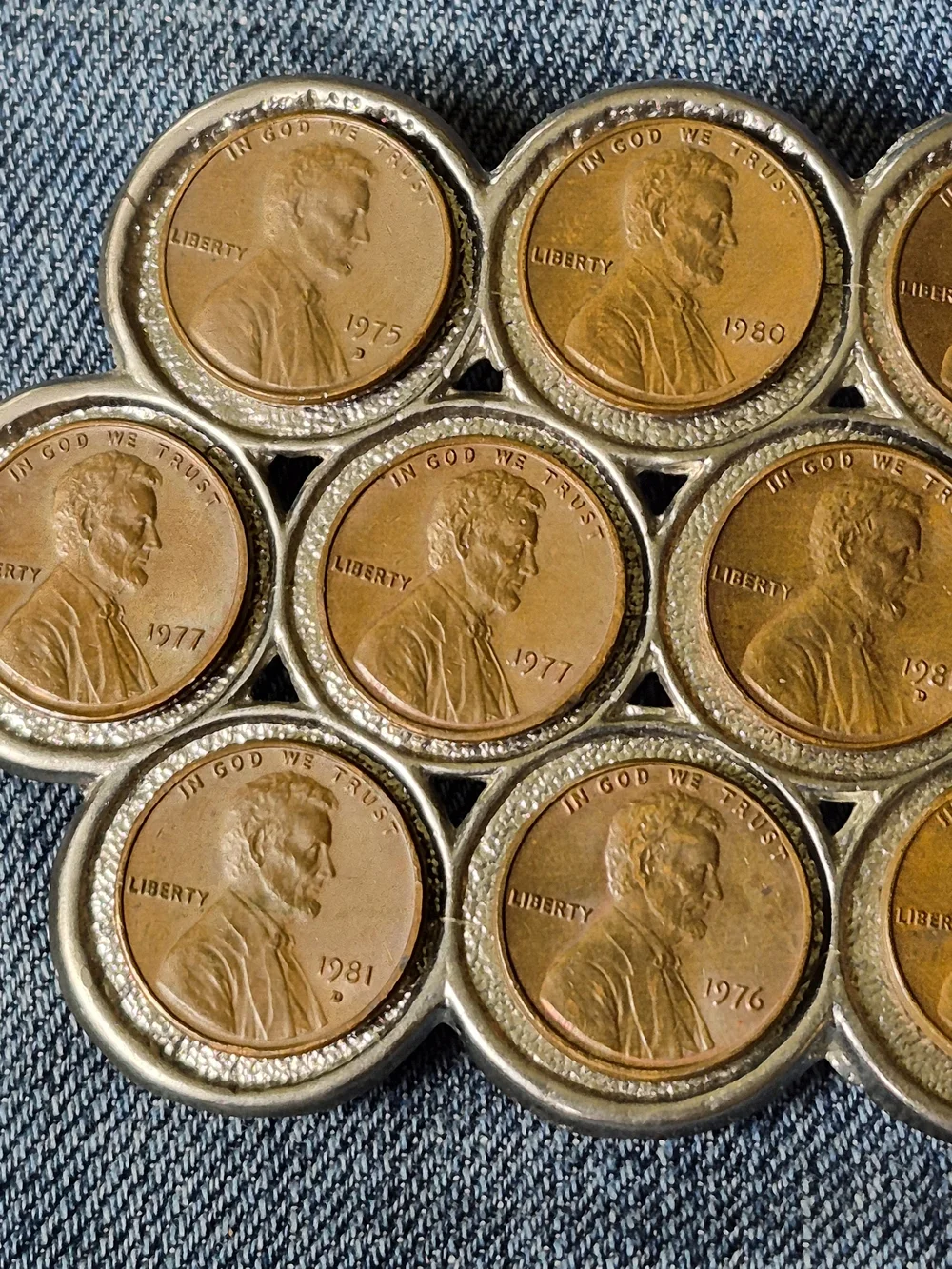 Vintage Penny Coin Belt Buckle - Brown/Gold Men's Accessory